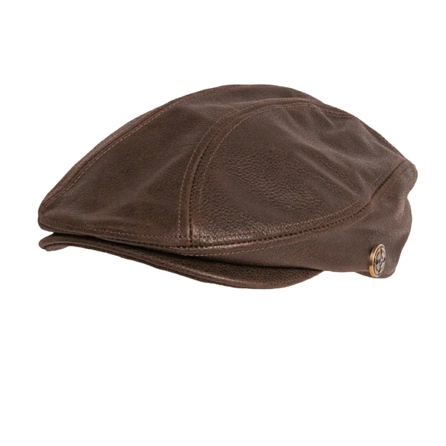American Hat Makers Bookie Flat Cap Brown Leather Ubikwitas7